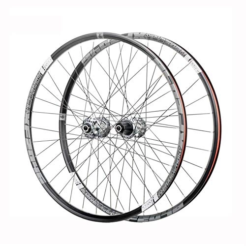 Mountain Bike Wheel : ZMXZMQ 26 / 27.5 / 29In Bicycle Wheelset, Mountain Bike Wheels Double Wall MTB Rim Disc Brake, Ultralight Carbon Fiber Quick Release 36H, Gray, 26 inches