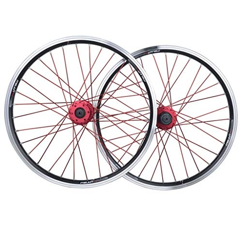 Mountain Bike Wheel : ZNND 20inch Folding Bikes Wheels, Double Wall MTB Rim Quick Release V-Brake Hybrid / Mountain Bike Hole Disc 7 8 9 10 Speed (color : A, Size : 20 inch)