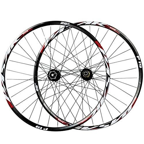 Mountain Bike Wheel : ZNND 26 / 27.5 / 29 Inch Bike Wheelset, Mountain Bike Bicycle Wheel Set Front 2 Rear 4 Bearings Disc Brake Quick Release Wheels (Color : Red, Size : 29in)
