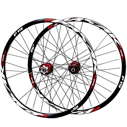 Mountain Bike Wheel : ZNND 26" / 27.5" / 29" Inch Mountain Bike Wheelset Double Layer Alloy Rim Sealed Bearing Disc Brake 32 Hole 7 / 8 / 9 / 10 / 11 Cassette Wheels (Color : A, Size : 26inch)