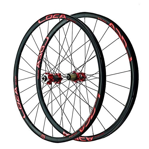 Mountain Bike Wheel : ZNND 26 27.5 29 Inch Mountain Bike Wheelset Double Wall MTB Rim 6-Nail Disc Brake 6-claw Tower Base Quick Release For 8 9 10 11 12 Speed Wheel (Color : Red Hub red label, Size : 26in)