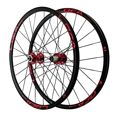 Mountain Bike Wheel : ZNND 26 / 27.5'' Cycling Wheels, 24 Holes Disc Brake Wheel Flat Spokes Mountain Bike Quick Release Wheel Set (Color : Red, Size : 26in)