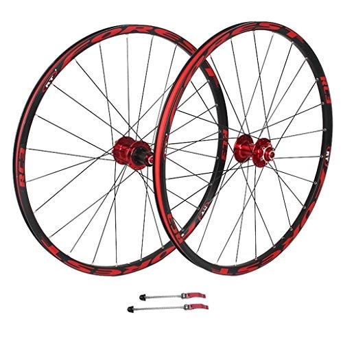 Mountain Bike Wheel : ZNND 26 / 27.5 Inch Mountain Bike Wheelset, Double Wall Quick Release MTB Rim Sealed Bearings Disc Brake 8 9 10 Speed Red (Color : A, Size : 27.5inch)