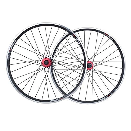 Mountain Bike Wheel : ZNND 26" Cycling Wheels Mountain Bike Aluminum Alloy V Brake Wheel Set Quick Release Rims 32 Hole White / Black (Color : Black)