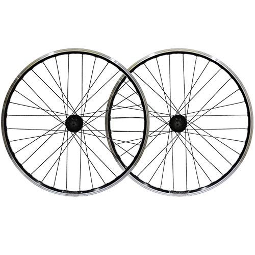 Mountain Bike Wheel : ZNND 26 Inch Bicycle Wheels Set Mountain Bike Wheelset 32 Hole Disc Brake V Brake Dual Purpose Quick Release Double Layer Rim 7-8-9 Speed Wheel (Color : Black Hub)