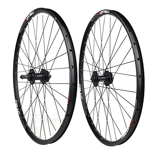 Mountain Bike Wheel : ZNND 26 Inch Bike Wheelset, Front Rear Wheel Bicycle Rim Mountain Disc Brake Double Layer Alloy For 7 8 9 10 11 Speed Cassette Hub (Color : Black)