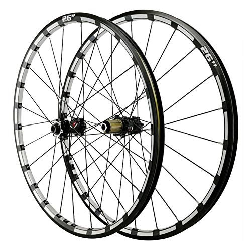 Mountain Bike Wheel : ZNND 26 Inch Cycling Wheels, Aluminum Alloy 24 Holes Straight Pull 4 Bearing Disc Brake Wheel Mountain Bike Cycling Wheelsets (Size : 26in)