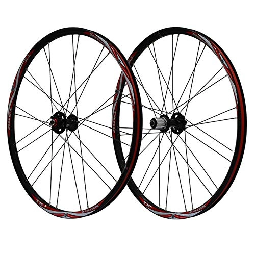 Mountain Bike Wheel : ZNND 26 Inch Mountain Bike Bicycle Wheels Double Wall Aluminum Alloy Disc Brake Cycling 24 / 28 Hole Rim 7 8 9 Speed Freewheel Set (Color : E)
