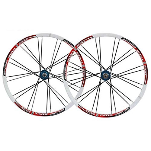 Mountain Bike Wheel : ZNND 26 Inch Mountain Bike Wheelset Double Wall Aluminum Alloy Disc Brake Cycling Bicycle Quick Release 8 9 10 Speed Straight Pull Hub 24 Holes (Color : C)