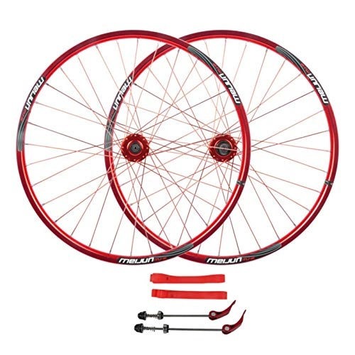 Mountain Bike Wheel : ZNND 26'' Mountain Bike Wheels, 32 Holes Double Wall Disc Brake Rim Quick Release Aluminum Alloy Wheels Support 26 * 1.35-2.35 Tires (Color : Red)