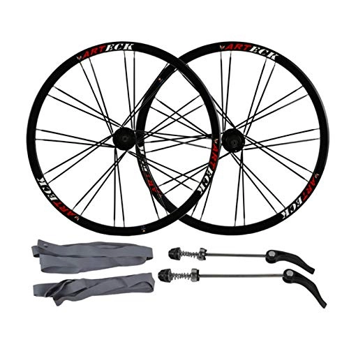 Mountain Bike Wheel : ZNND 26in Cycling Wheels, 24 Holes Disc Brake Quick Release Aluminum Alloy Flat Spokes Mountain Bike Wheels (Color : Black, Size : 26in)