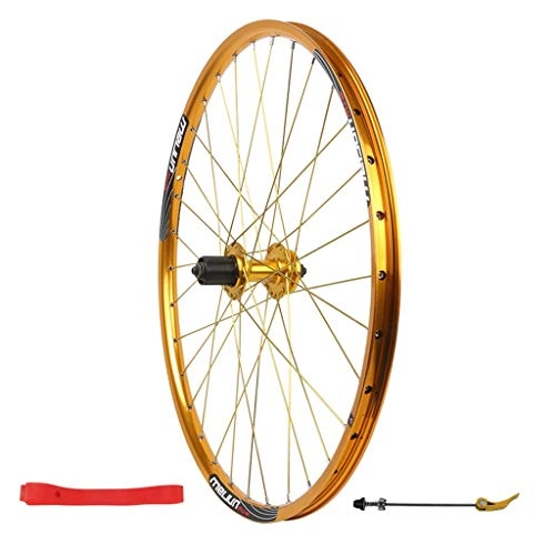 Mountain Bike Wheel : ZNND 26inch Mountain Bike Rear Wheel, Double Wall MTB Rim Quick Release V-Brake Hybrid / Mountain Bike 32 Hole Disc 7 8 9 10 Speed (color : Gold)