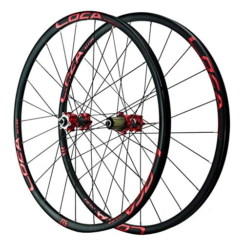 Mountain Bike Wheel : ZNND 29-inch Bicycle Wheelset, Rim Disc Brakes Quick Release Six Claw Tower Base Mountain Bike Circle (Color : Red hub, Size : 29in)