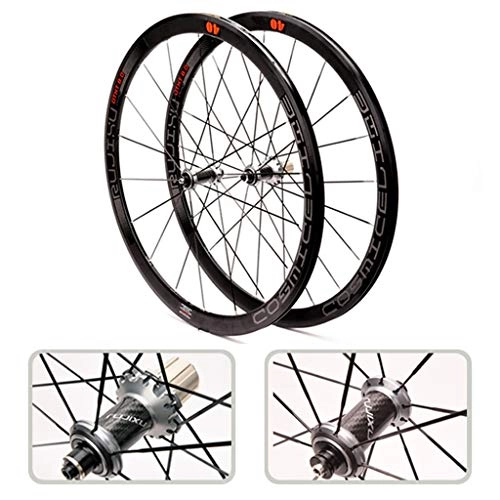 Mountain Bike Wheel : ZNND 700CC Carbon Fiber Mountain Bike Wheel Set Tube Hub Road Bike Hub V / C Brake (Color : Silver)