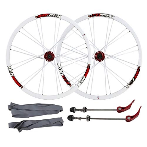 Mountain Bike Wheel : ZNND Bike Wheelset Mountain Bicycle Cycling, 26 Inch Double Wall Quick Release Sealed Bearing 24 Hole Disc Brake 7 8 9 10 Speed (Color : Red, Size : 26 inch)