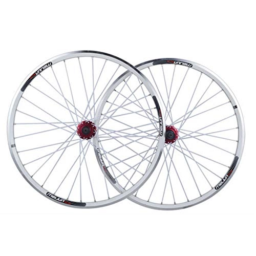 Mountain Bike Wheel : ZNND Cycling Wheels, 32 Holes Quick Release Disc Brake V Brake Wheel Set 26 Inch Mountain Bike Aluminum Alloy Wheels (Color : White)