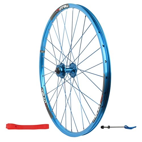 Mountain Bike Wheel : ZNND Mountain Bicycle Front Wheel, 32 Holes Double Wall Aluminum Alloy Disc Brake Bike Single Wheel (Color : Blue)