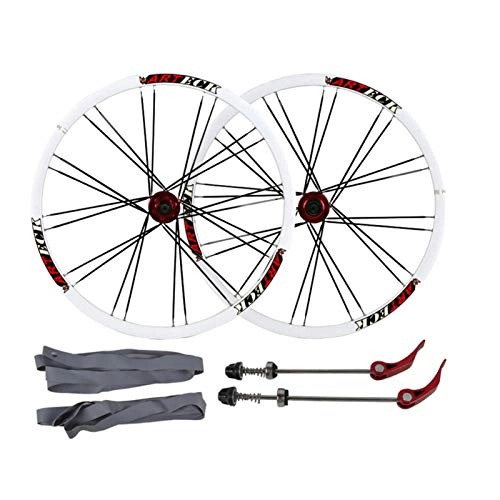 Mountain Bike Wheel : ZNND Mountain Bicycle Wheelset, 24 Holes Aluminum Alloy Quick Release Disc Brake Flat Banner Applicable 26 * 1.35~2.125 Tires (Color : Black, Size : 26in)