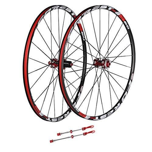 Mountain Bike Wheel : ZNND Mountain Bike 27.5, Double Wall MTB Rim 26inch Quick Release V-Brake Bike Wheelset Hybrid 24 Hole Disc 8 9 10 Speed (Color : A, Size : 26inch)
