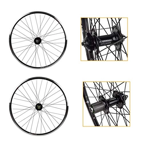 Mountain Bike Wheel : ZNND Mountain Bike Bicycle Wheelset 26 Inch, Double Wall MTB Rim Quick Release Bike V Brake Disc Brake Hybrid 7 8 9 10 Speed 32 Holes (Color : Black, Size : 26inch)