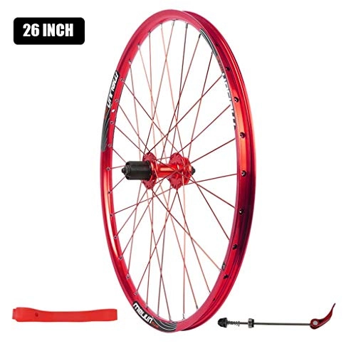 Mountain Bike Wheel : ZNND Mountain Bike Rear Wheel, 26" Double Wall MTB Cycling Quick Release Hybrid Sealed Bearing 32 Hole Disc Brake 7 8 9 10 Speed (Color : Red)
