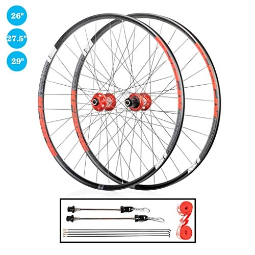 Mountain Bike Wheel : ZNND Mountain Bike Wheel Set 26" 27.5" 29" QR Rim Double Wall Disc Brake Hub for 1.7-2.4" Tyres 8-12 Speed Cassette (Size : 27.5inch)