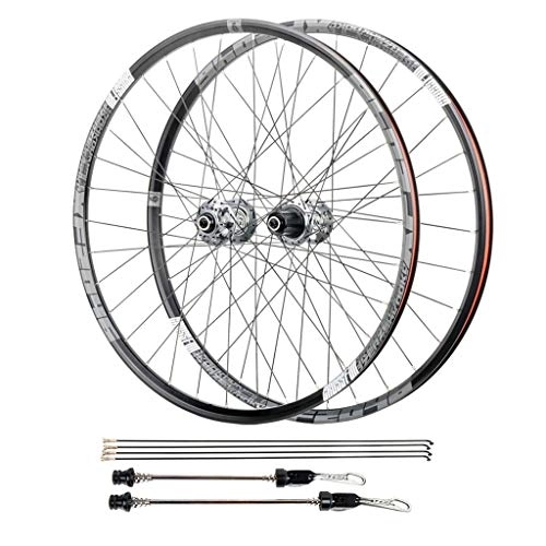 Mountain Bike Wheel : ZNND Mountain Bike Wheelset 26 / 27.5 / 29 Inch, Double Wall Aluminum Alloy Quick Release Disc Brake MTB Bicycle Wheels 32 Hole 8 9 10 11 Speed (Color : Gray, Size : 27.5inch)