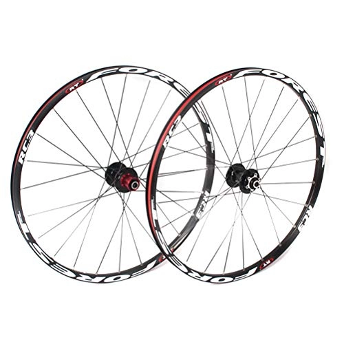 Mountain Bike Wheel : ZNND Mountain Bike Wheelset 26 / 27.5 Inch Double Wall Aluminum Alloy Disc Brake Cycling Bicycle Front 2 Rear 5 Palin 24 Hole Rim 8-11 Speed (Color : C, Size : 26in)