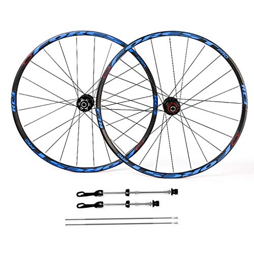 Mountain Bike Wheel : ZNND Mountain Bike Wheelset 26 27.5 Inch, Double Wall Quick Release Sealed Bearings MTB Wheels Disc Brake 24 Hole 8 9 10 Speed (Color : Blue, Size : 26inch)