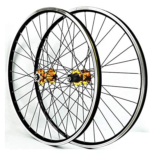 Mountain Bike Wheel : ZNND Mountain Bike Wheelset 26 Disc Brake Double Wall Alloy Rim Cassette Hub Sealed Bearing V Brake QR 7 / 8 / 9 / 10 / 11 Speed 32H (Color : C)