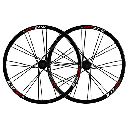 Mountain Bike Wheel : ZNND Mountain Bike Wheelset 26 Double Layer Alloy Rim Sealed Bearing 7 8 9 10 Speed Disc Brake QR Front 20H Rear 24H Wheels (Color : Black)