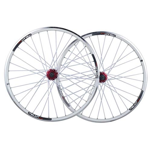 Mountain Bike Wheel : ZNND Mountain Bike Wheelset 26 Double Wall Alloy Rim MTB Wheel Set QR Cassette Hubs 32 Hole V / Disc Brake 7 8 9 10 Speed (Color : B)