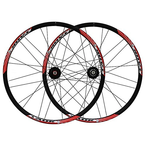 Mountain Bike Wheel : ZNND Mountain Bike Wheelset 26 Inch Double Wall Alloy Rim Tires 1.5-2.1" Disc Brake 7 8 9 Speed Quick Release 24 Holes (Color : A)