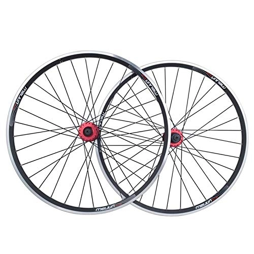 Mountain Bike Wheel : ZNND Mountain Bike Wheelset 26 Inch Double Wall Aluminum Alloy Disc / V-Brake Cycling Bicycle Wheels Quick Release Front And Rear For 7 / 8 / 9 / 10 Speed Freewheel (Color : Black, Size : 26inch)
