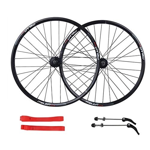 Mountain Bike Wheel : ZNND Mountain Bike Wheelset 26 Inch, Double Wall Cycling Wheels Quick Release Disc Brake 32 Holes Rim Compatible 7 8 9 10 Speed (Color : Black, Size : 26 inch)