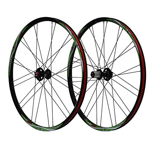 Mountain Bike Wheel : ZNND Mountain Bike Wheelset 26 MTB Double Layer Alloy Rim 7 8 9 Speed Disc Brake Quick Release Front And Rear 24 / 28 Holes (Color : F)