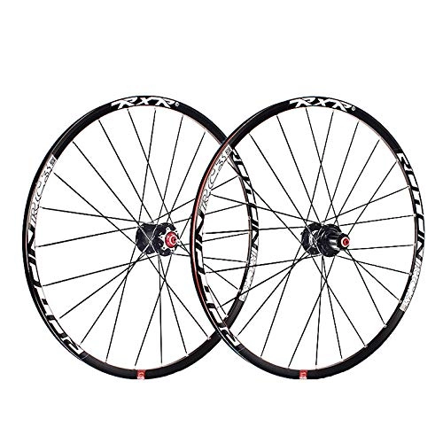 Mountain Bike Wheel : ZNND Mountain Bike Wheelset 27.5 Double Wall Alloy Rim Disc Brake Carbon Fiber Hub Quick Release 5 Palin Bearing 7 8 9 10 11 Speed 24H (Color : Black)
