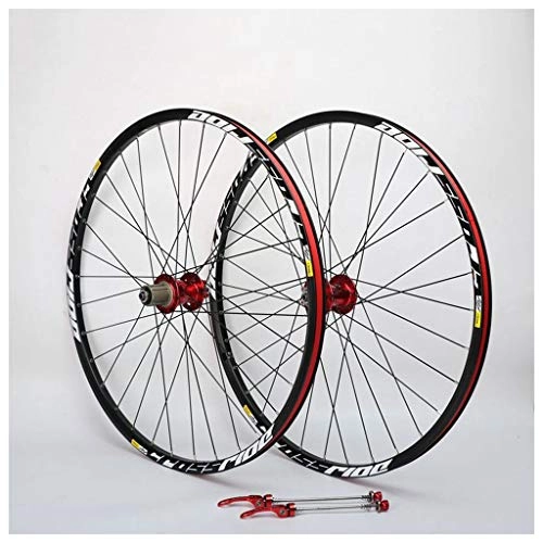 Mountain Bike Wheel : ZNND Mountain Bike Wheelset, Double Wall MTB Rim Quick Release Disc Brake Bike Wheelset Hybrid 32 Hole Compatible 8 9 10 11 Speed (Color : A, Size : 27.5inch)