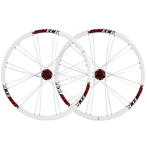 Mountain Bike Wheel : ZNND MTB 26" Bike Wheel Set Double Wall MTB Alloy Rim Quick Release Disc Brake Mountain 24 Hole Disc Brake 7 8 9 10 Speed (Color : Red)