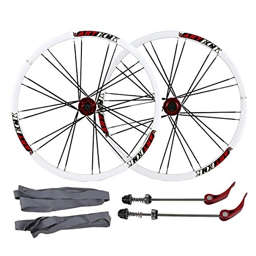 Mountain Bike Wheel : ZNND MTB 26" Wheels, Mountain Bike Double Wall Rims Alloy Hub Wheelset - Black / White (Color : White)