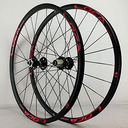 Mountain Bike Wheel : ZNND MTB Bicycle Wheelset 26 27.5 Inch Mountain Bike Wheel Quick Release Front Rear Ultralight Alloy Rim Cassette Hub Disc Brake 8-12 Speed (Color : Black Hub red label, Size : 27.5inch)