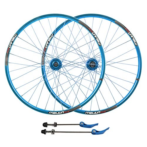Mountain Bike Wheel : ZNND MTB Bicycle Wheelset 26" For Mountain Bike Double Wall Alloy Rim Disc Brake 7-10 Speed Card Hub Sealed Bearing Quick Release 32hole (Color : Blue)