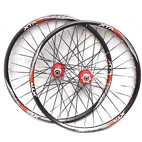 Mountain Bike Wheel : ZNND MTB VTT Paire Roues Vélo 26" / 27, 5" Inch Mountain Bike Wheelset Jante Alliage Double Paroi Frein Disque 8-11 Vitesse QR 32H (Color : Red, Size : 26in)