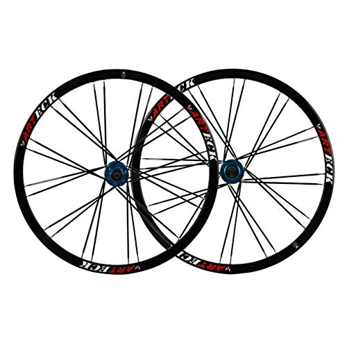 Mountain Bike Wheel : ZNND Wheelset 26 Inch Mountain Bike Front Rear Wheel MTB Double Wall Alloy Rim Quick Release Disc Brake 7 8 9 10 Speed 24H (Color : D)