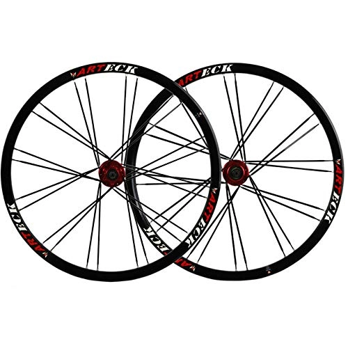Mountain Bike Wheel : ZNND Wheelset 26 Inch Mountain Bike Front Rear Wheel MTB Double Wall Alloy Rim Quick Release Disc Brake 7 8 9 10 Speed 24H (Color : E)