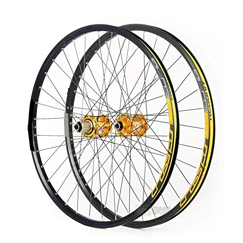Mountain Bike Wheel : ZSR-haohai Small component Wheelset Mountain Bike Disc MTB Road Wheels 26" Bicycle accessories (Color : Gold)