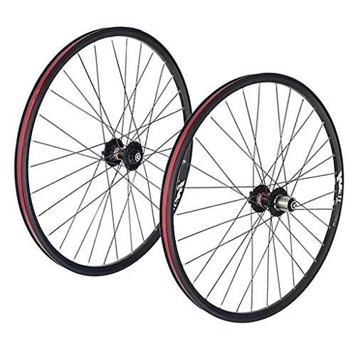 Mountain Bike Wheel : ZWB 26 / 27.5 / 29 Inch Mountain Bike Wheel Set, Hybrid MTB Bike Wheels Double Wall Disc Brake Alloy Quick Release 24H 7 / 8 / 9 / 10 Speed Flywheel (Color : Black Wheel set, Size : 29in)