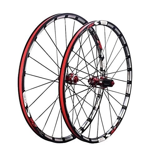 Mountain Bike Wheel : ZWB 26 Inch Bike Wheelset, Mtb Cycling Wheels 27.5 Inch Mountain Bike Quick Release 5 Palin Bearing 7 8 9 10 11 Speed (Color : S60 Red Black wheel set, Size : 27.5 in)