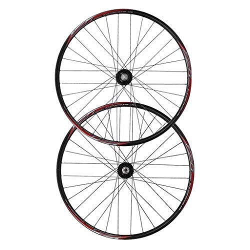 Mountain Bike Wheel : ZWB Bicycle Wheels 26 Inch Mountain Bike, Front 2 Bearing Rear 4 Bearing Hub Alloy Rim Quick Release Wheel Sets for Disc Brakes (Color : Black Wheel set, Size : 26 in)