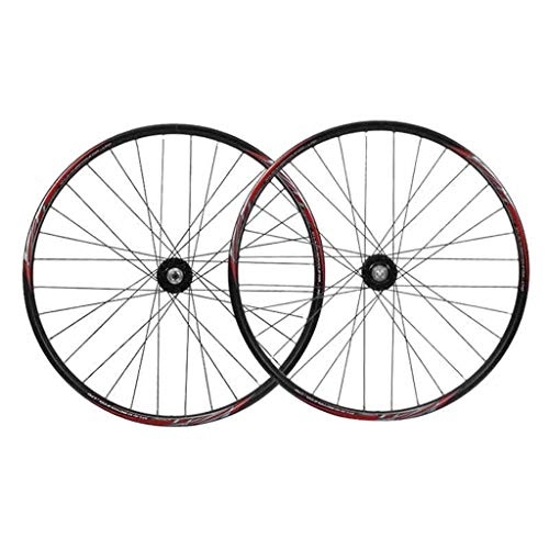 Mountain Bike Wheel : ZWB Bike Wheelset 26 Inch Mountain Cycling Wheels, Alloy Disc Brake / Front 2 Bearing Rear 4 Bearing Hub / Quick Release Axles (Color : Black Wheel set, Size : 26 in)